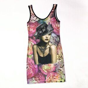 O'Lala Embellished Portrait Tank Shirt Mini Dress Size M